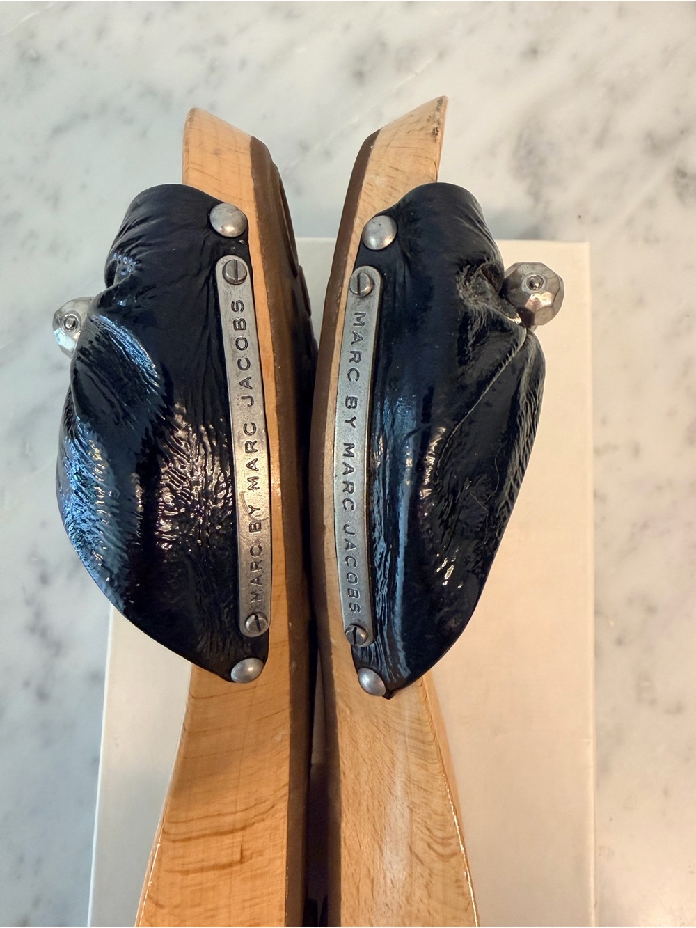 Marc Jacobs Patten Leather Barbel Sandals